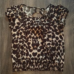 AB Studio Brown Animal Print Blouse Size Large